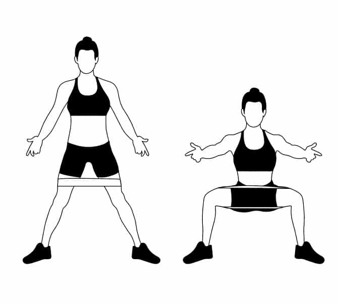 Squats de sumo à bandes femmes